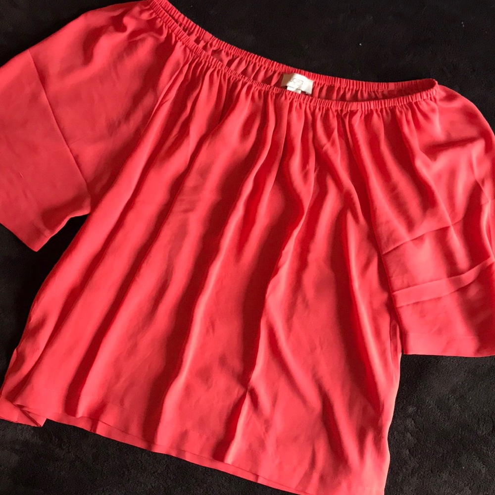 Salmon cold shoulder top